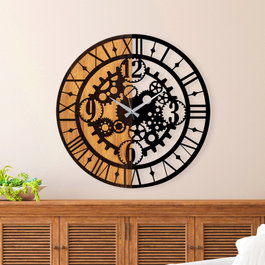 Wallity Reloj de Pared Decorativo de Madera Nogal y Negro